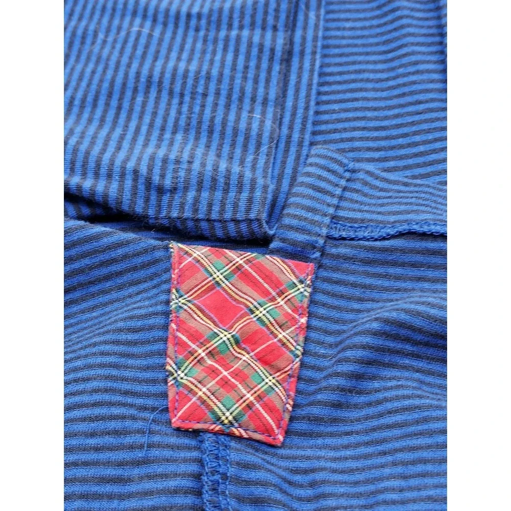 Polo Golf Ralph Lauren Vintage Lisle‎ Blue Black Striped 4 Button Shirt Size XL